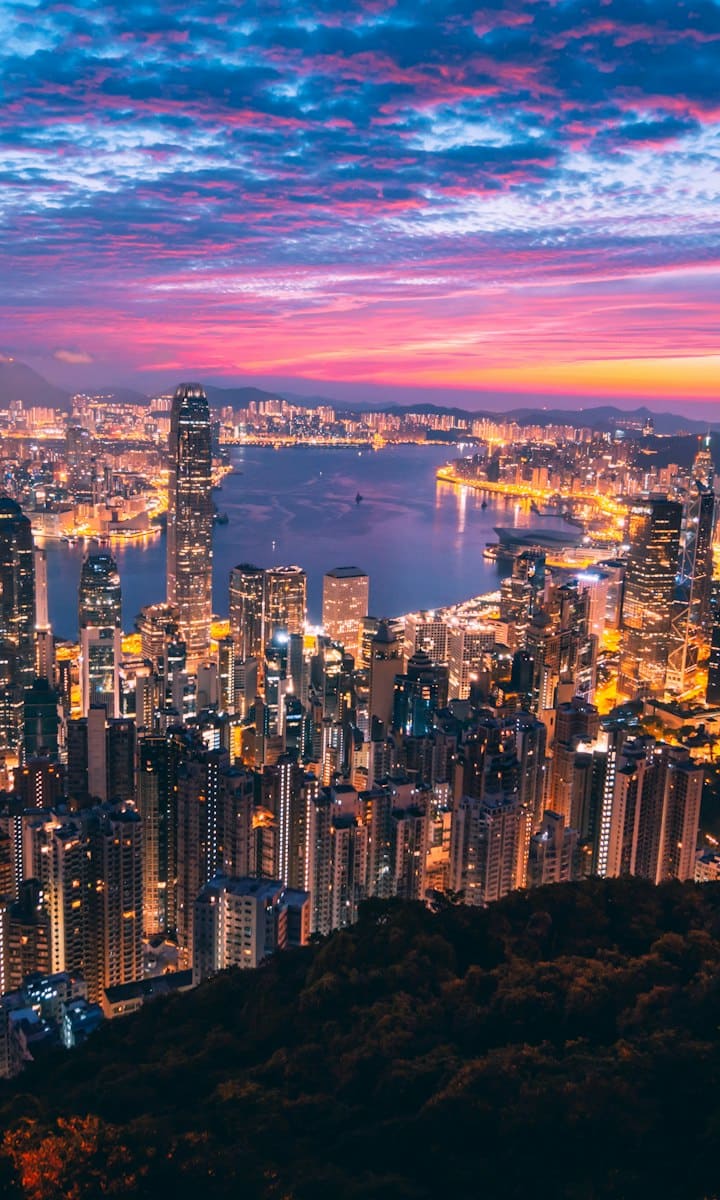 Hongkong in der Abenddämmerung